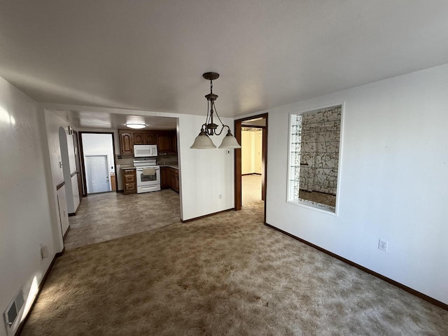 interior space featuring dark colored carpet