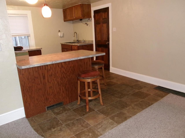 kitchen featuring hanging light fixtures and sink