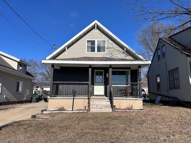 bungalow-style home with covered porch