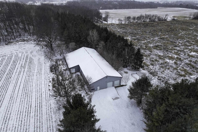 snowy aerial view with a rural view