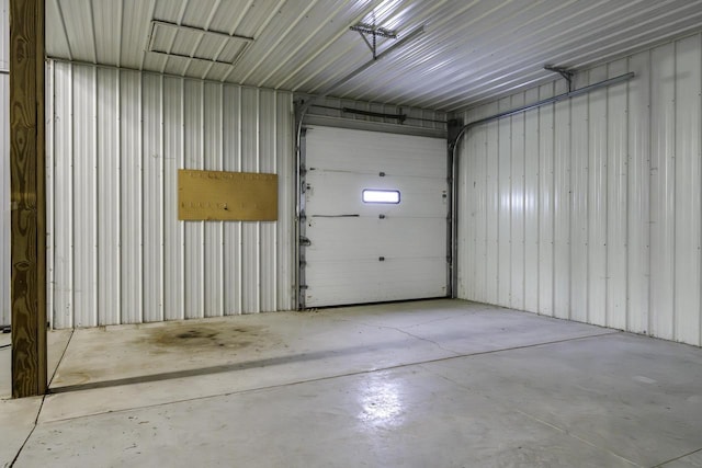 garage with metal wall