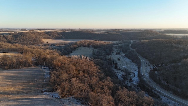 view of aerial view at dusk