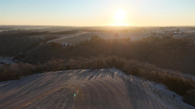 view of aerial view at dusk