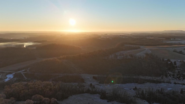 view of aerial view at dusk