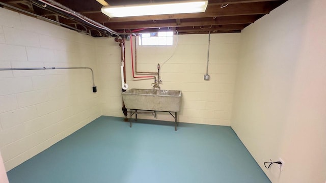 basement with sink