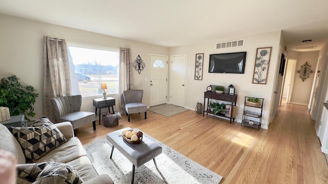 living room featuring light hardwood / wood-style floors