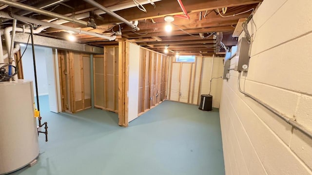 basement with gas water heater