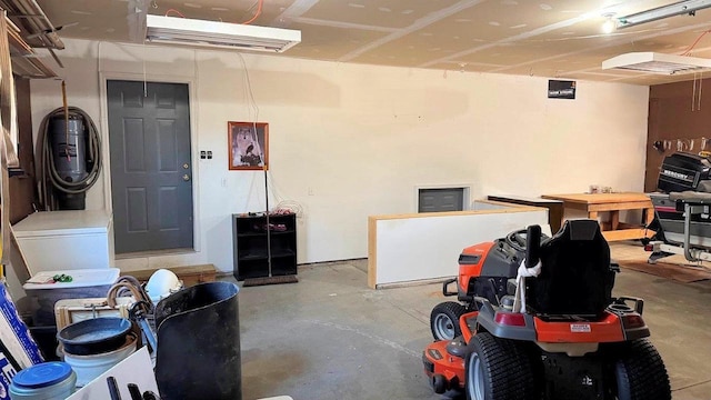 interior space with stacked washer and clothes dryer