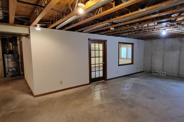 basement with water heater