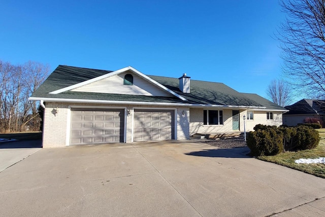 single story home with a garage