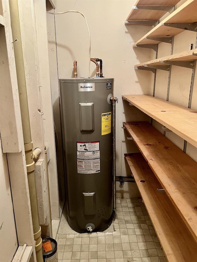 utility room with electric water heater