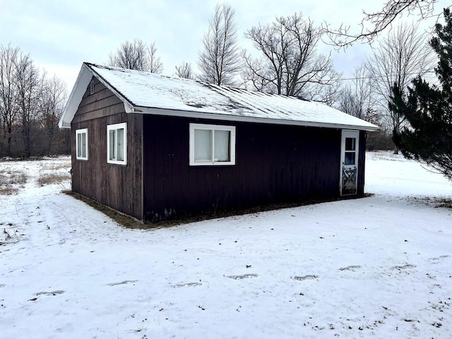 view of snow covered structure