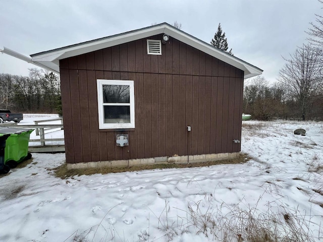 view of snow covered exterior