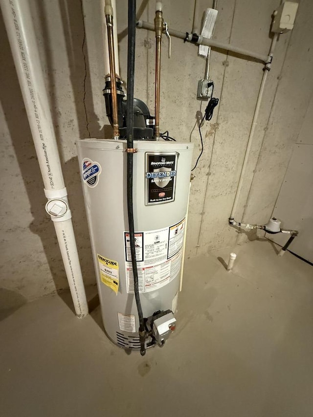 utility room with water heater