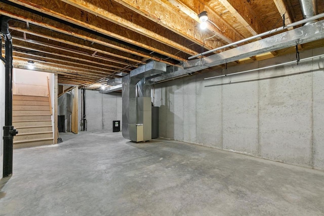 basement with heating unit