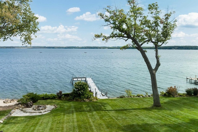 water view with a boat dock