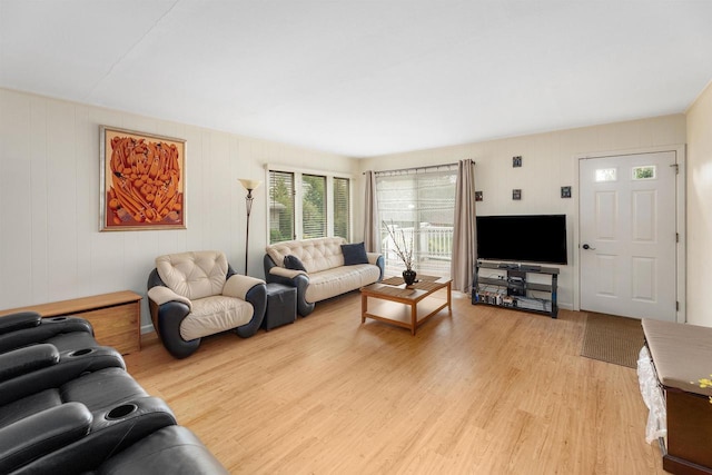 living room featuring light hardwood / wood-style flooring