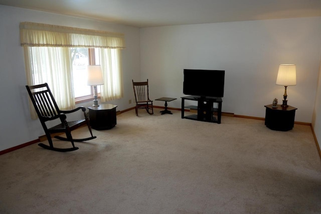 sitting room with light carpet