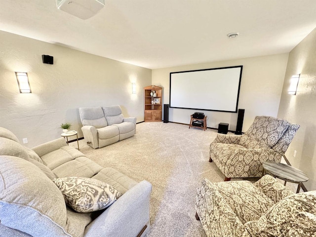 home theater featuring carpet