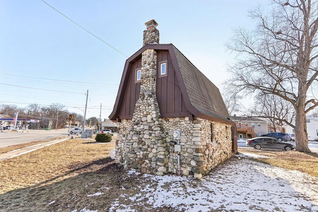 view of snow covered property