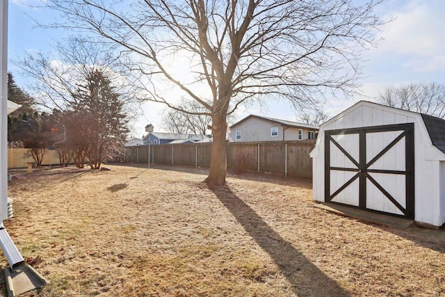 view of yard with a storage unit