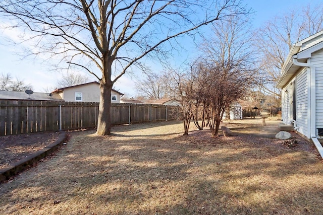 view of yard with a shed