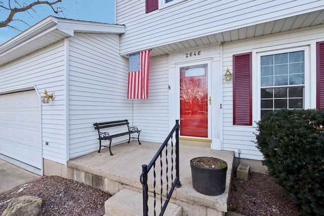 entrance to property with a garage