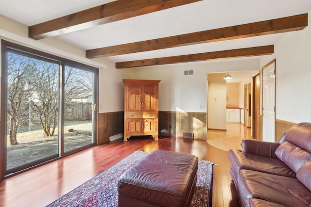 living room with light hardwood / wood-style floors