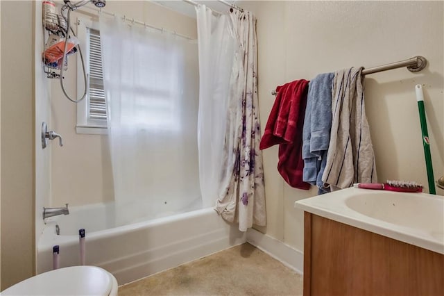 bathroom featuring toilet and shower / bath combo