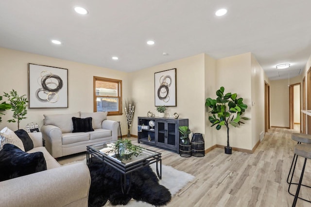 living room featuring light wood-type flooring