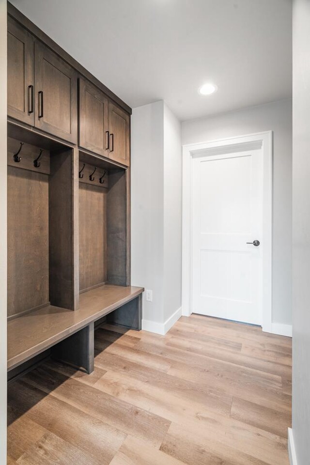 mudroom with light wood-type flooring