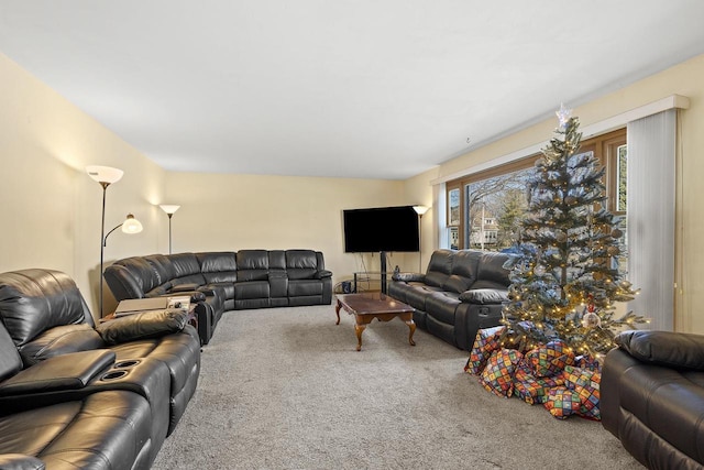 living room with carpet flooring