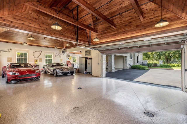 garage with wooden ceiling