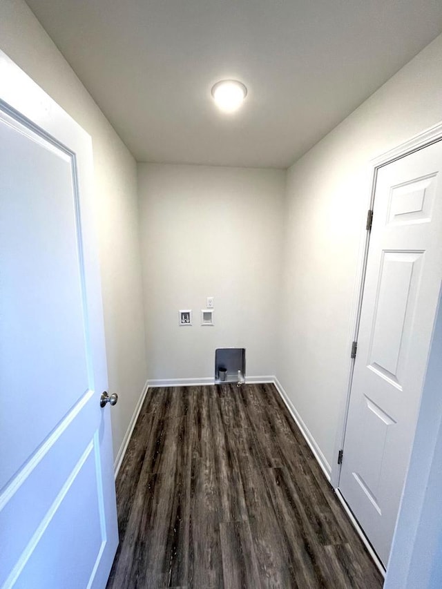 laundry area with hookup for a washing machine and dark hardwood / wood-style flooring