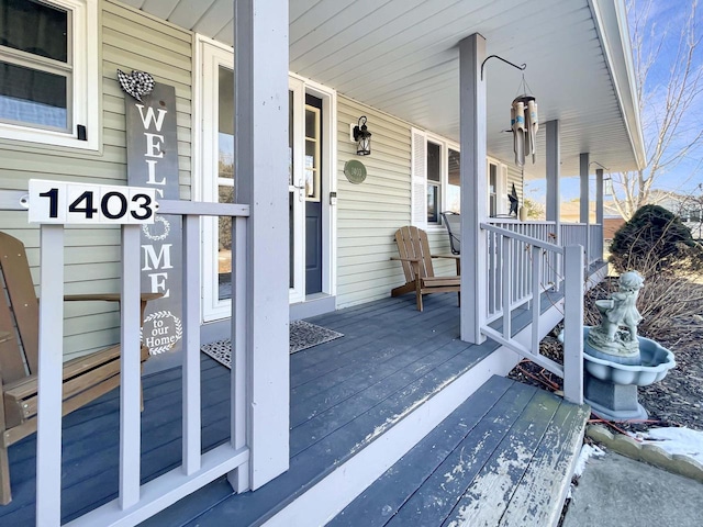 deck with covered porch