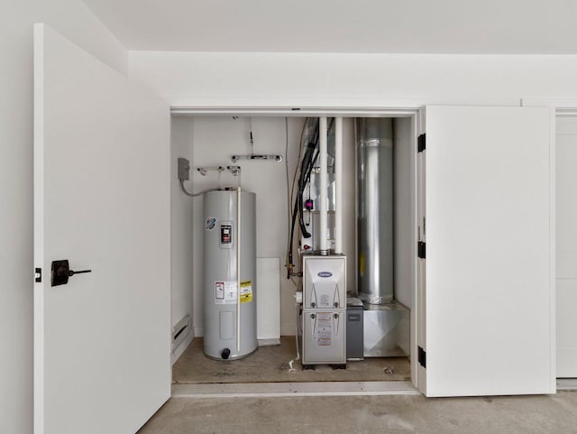 utility room featuring electric water heater