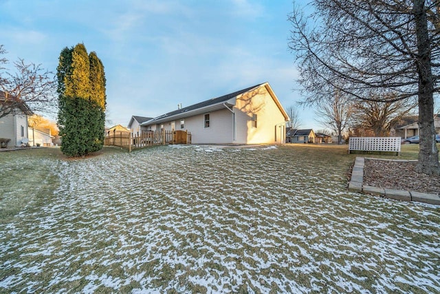 view of snow covered property