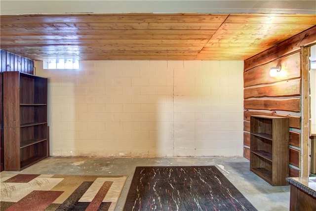 basement with wooden ceiling