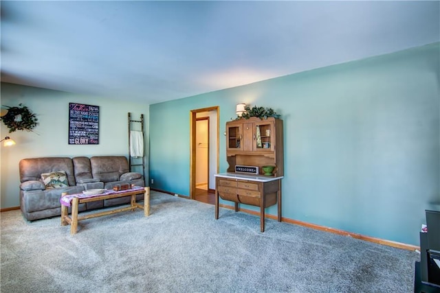 living room featuring carpet