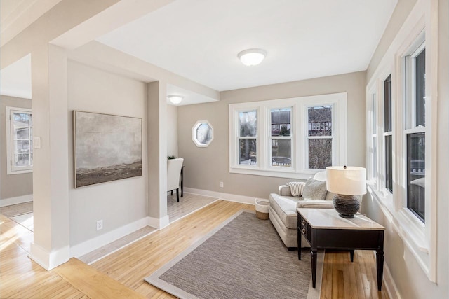 living area featuring hardwood / wood-style floors