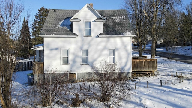 view of snow covered exterior