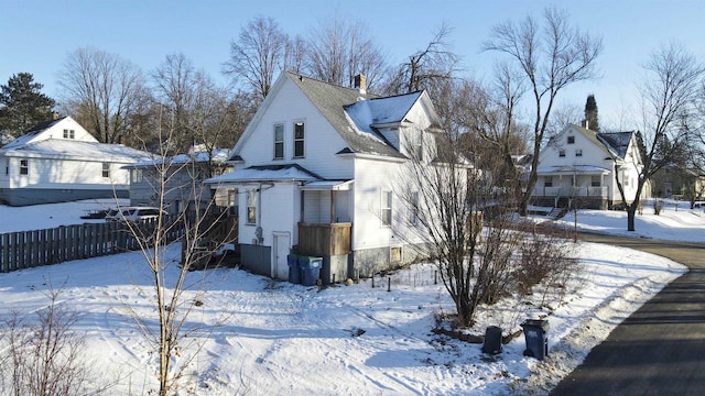 view of snow covered exterior