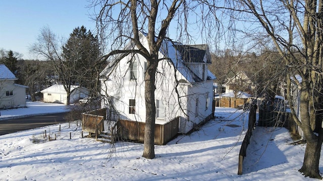 view of snow covered exterior