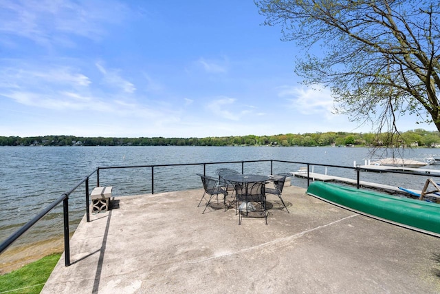 view of patio / terrace with a water view