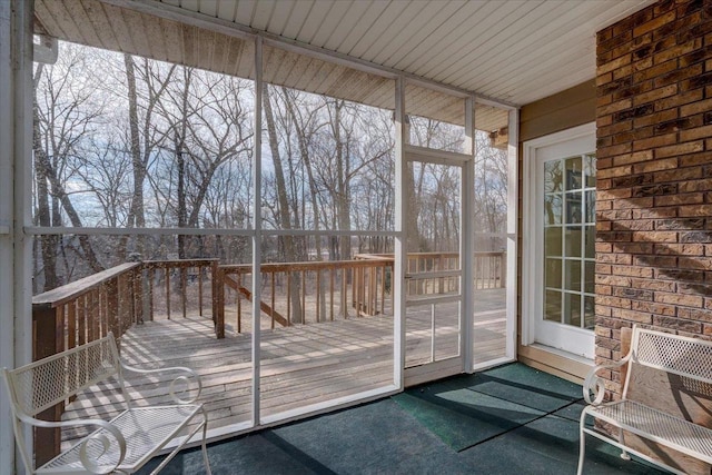 view of unfurnished sunroom