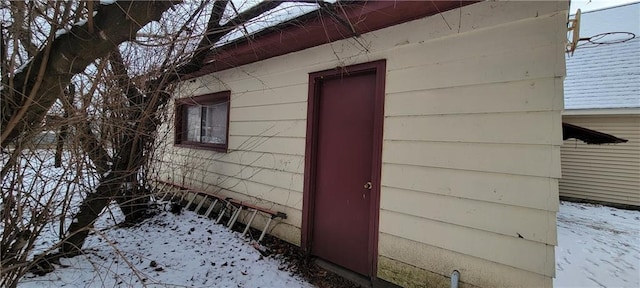 view of snow covered exterior