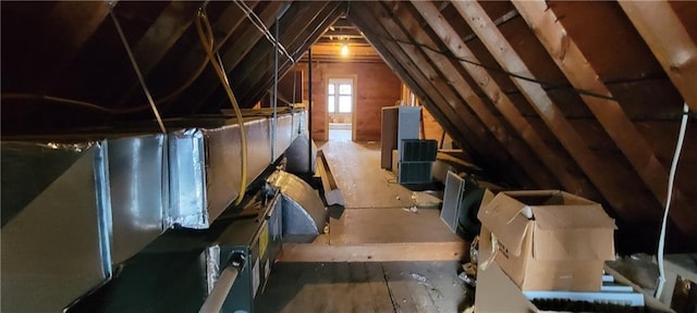 view of unfinished attic