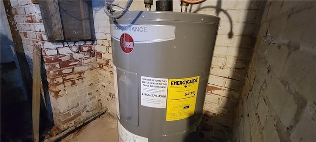 utility room featuring electric water heater