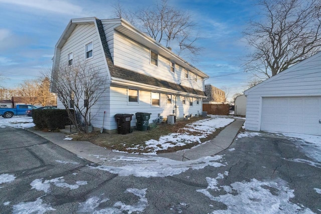 view of snow covered property