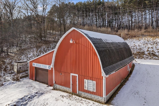 view of snow covered structure